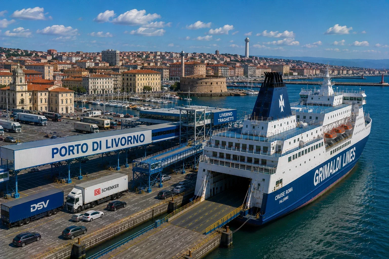 Passagierfährhafen und Fahrzeugverschiffungsbereich in Livorno, Toskana